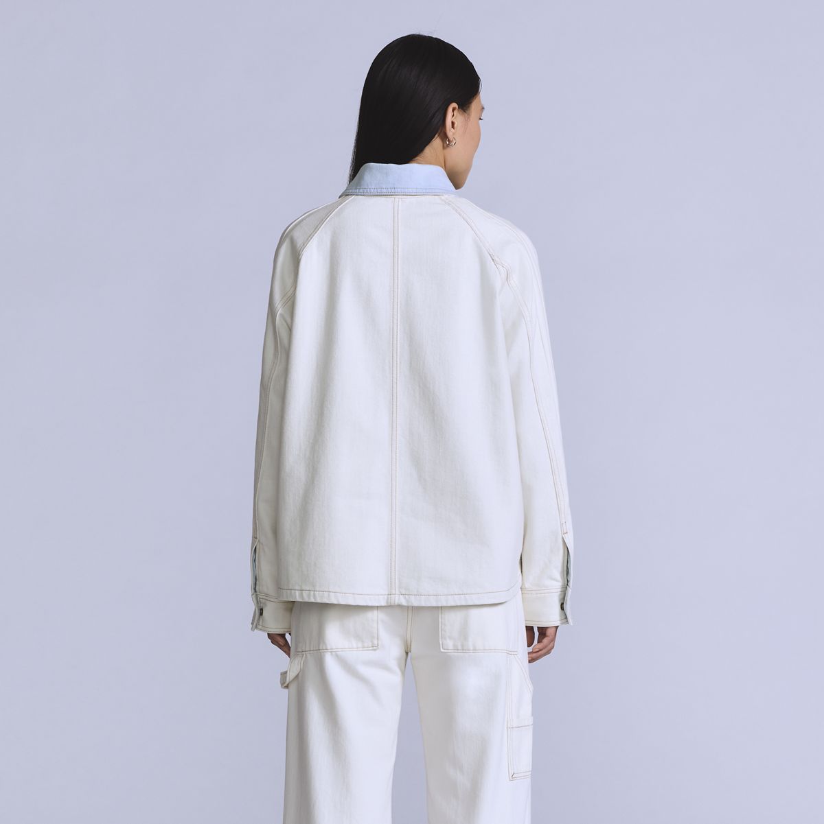 Lined Chore Coat — Blue Ecru Foam - White