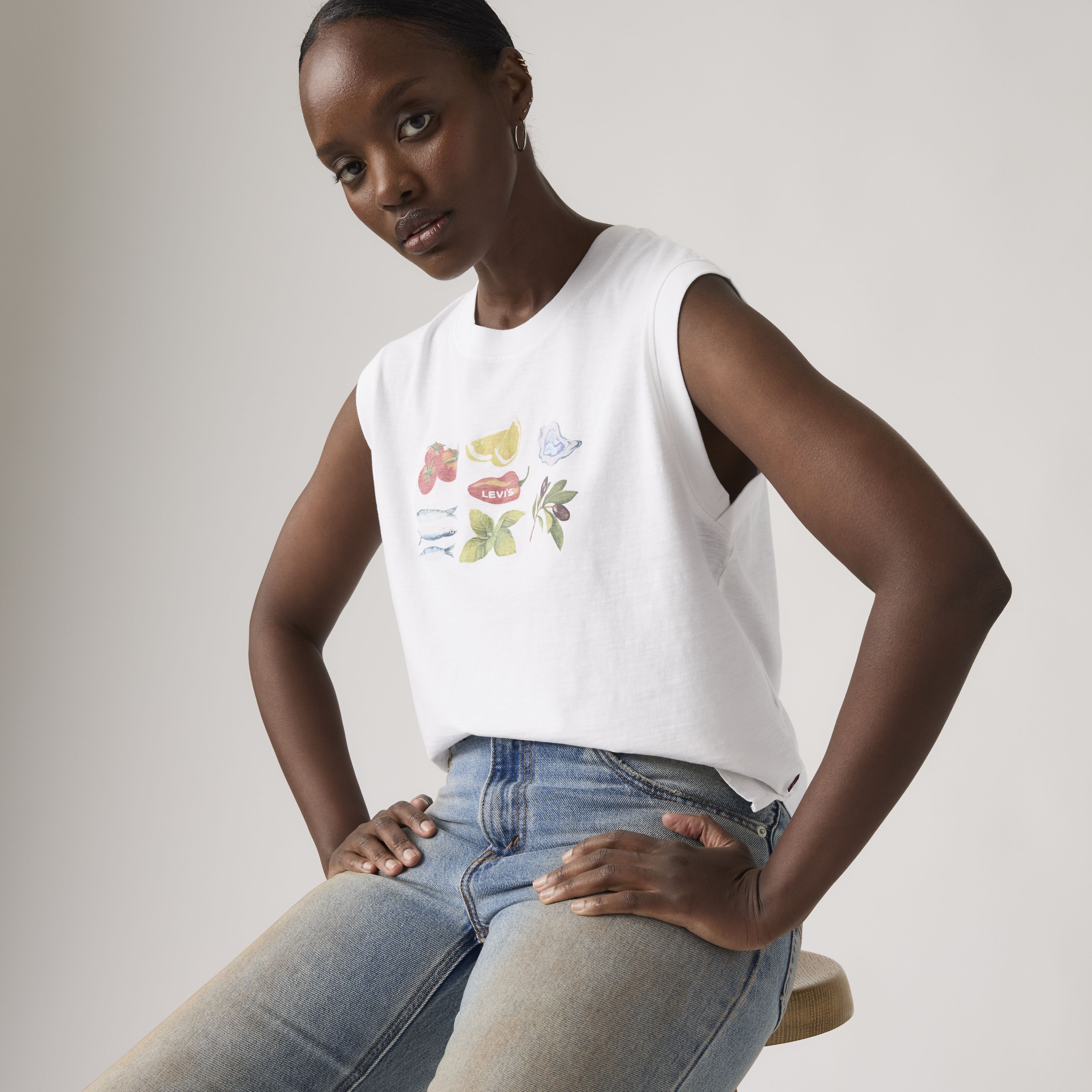 Boxy tanktop met print 2