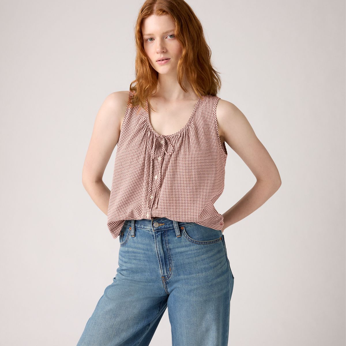 Luella Blouse — Chocolate Truffle Gingham - Brown