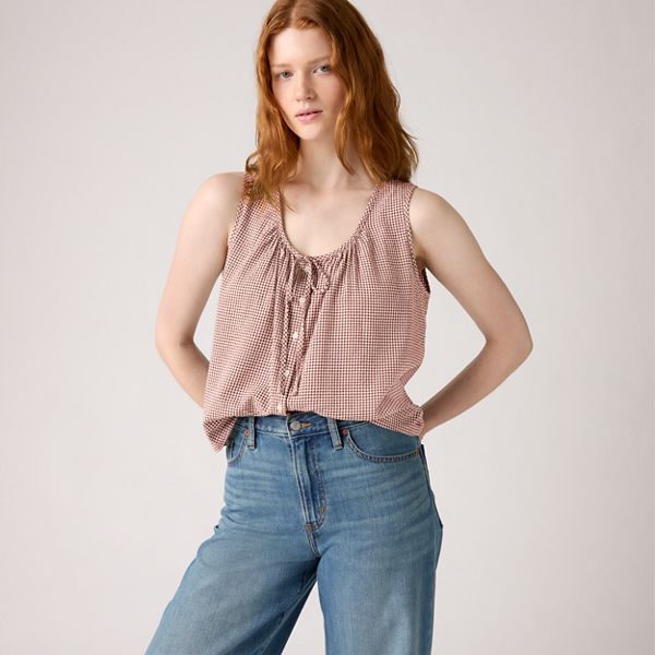 Luella Blouse — Chocolate Truffle Gingham - Brown