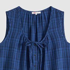 Luella Blouse — Busy Plaid True Navy - Blue 6