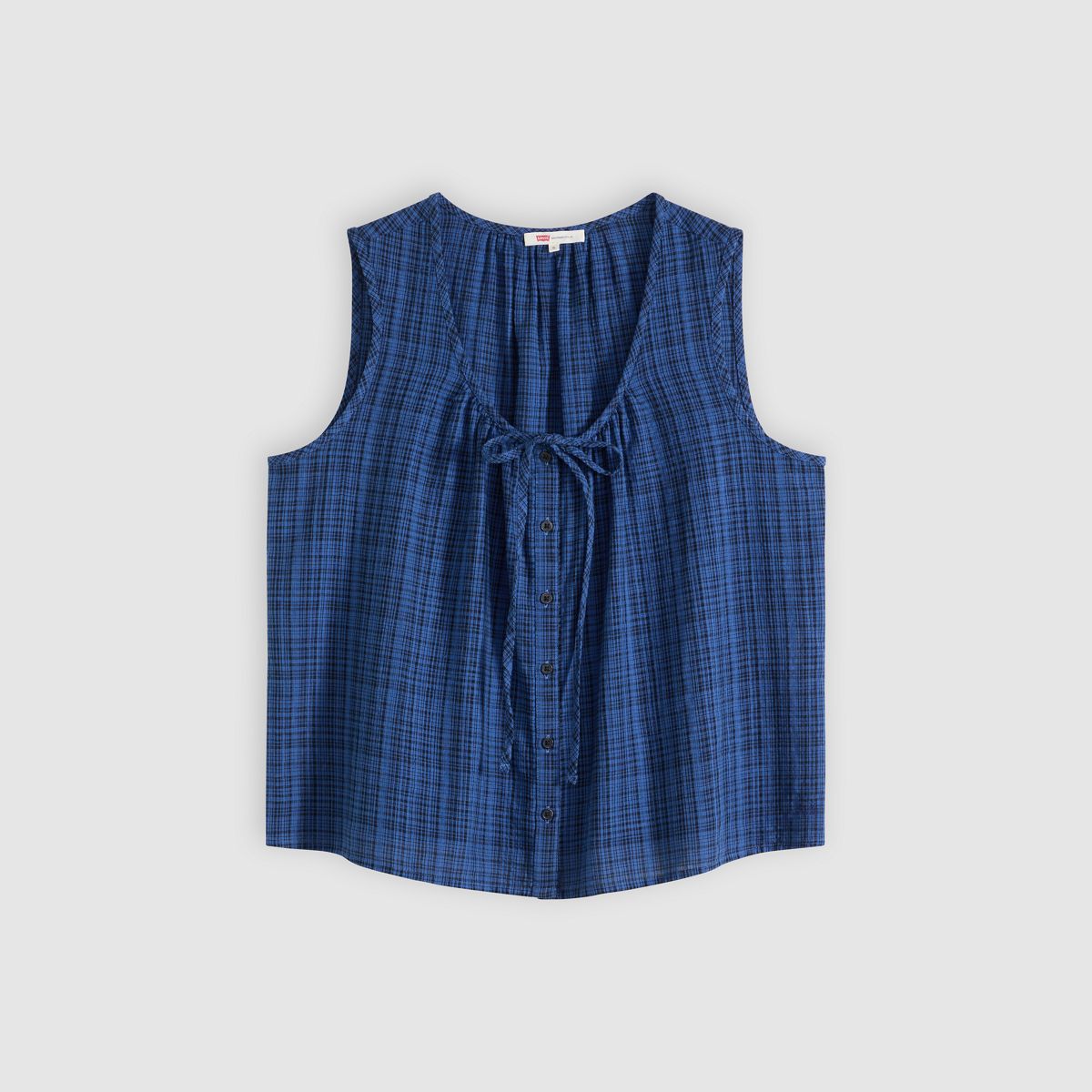 Luella Blouse — Busy Plaid True Navy - Blue