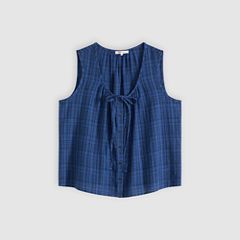 Luella Blouse — Busy Plaid True Navy - Blue 5