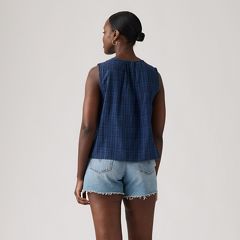 Luella Blouse — Busy Plaid True Navy - Blue 4