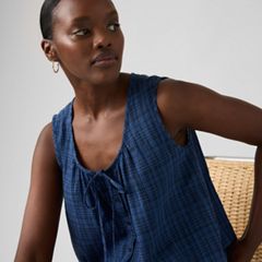 Luella Blouse — Busy Plaid True Navy - Blue 2