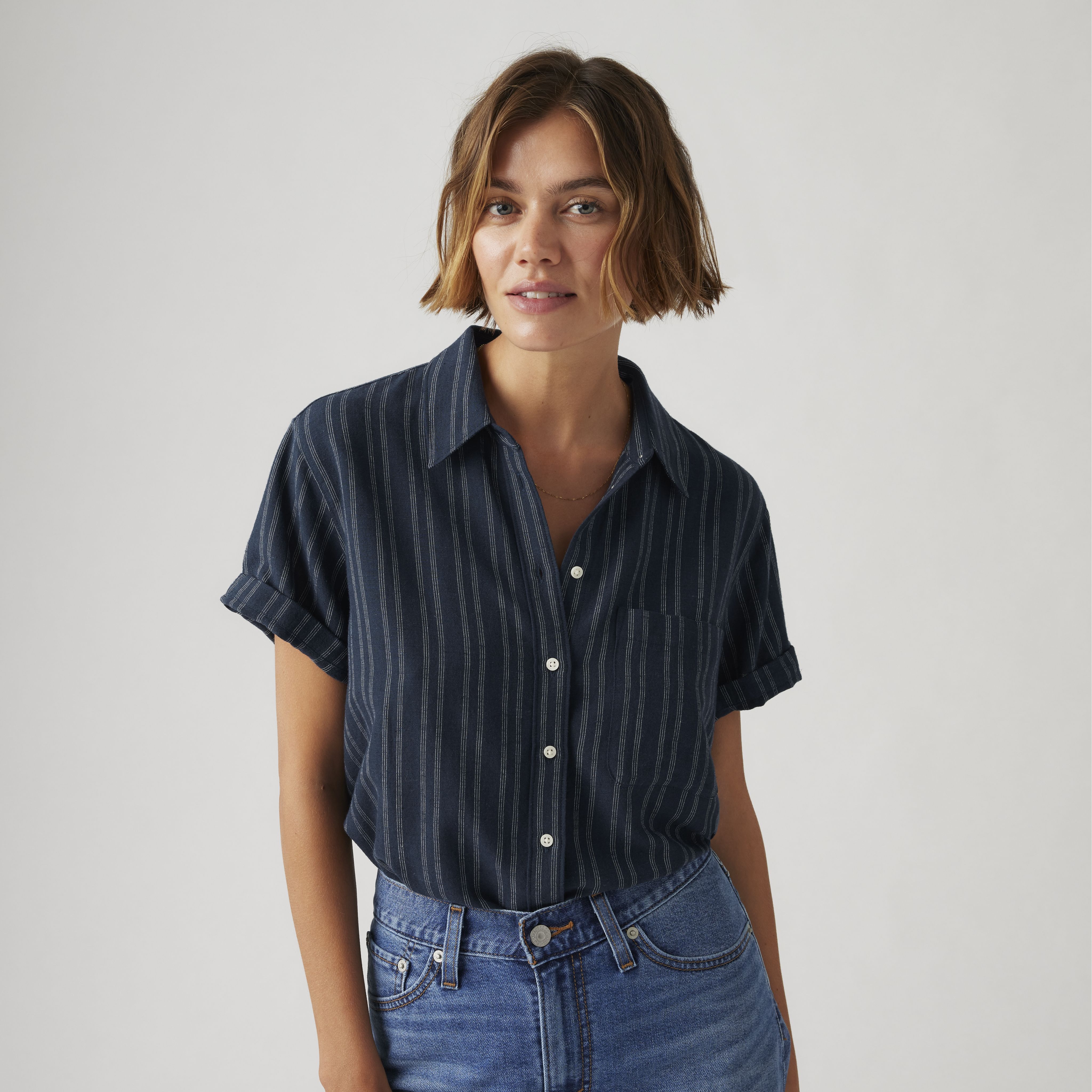 Darlene Linen Blend Short Sleeve Shirt 1