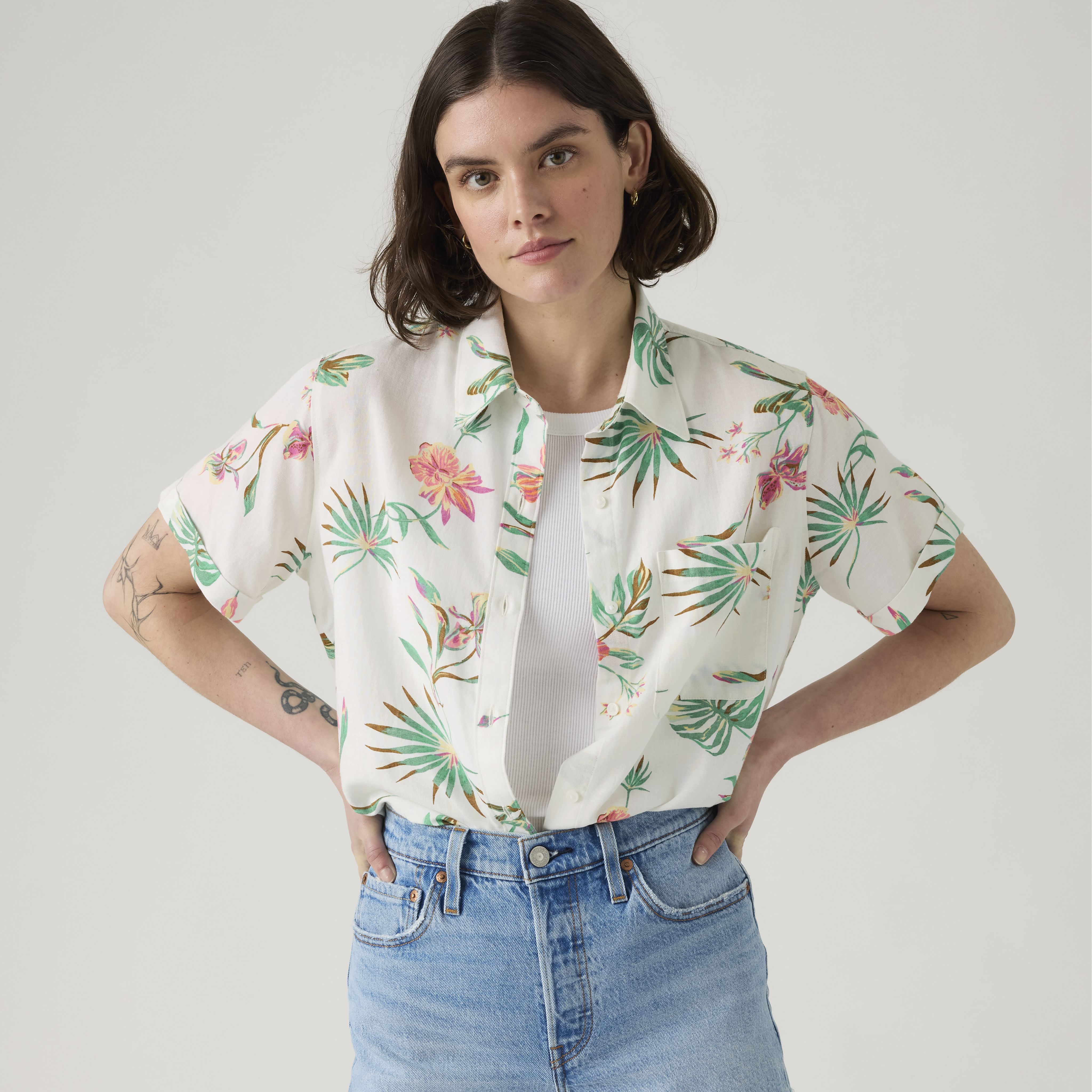 Darlene Linen Blend Short Sleeve Shirt 1