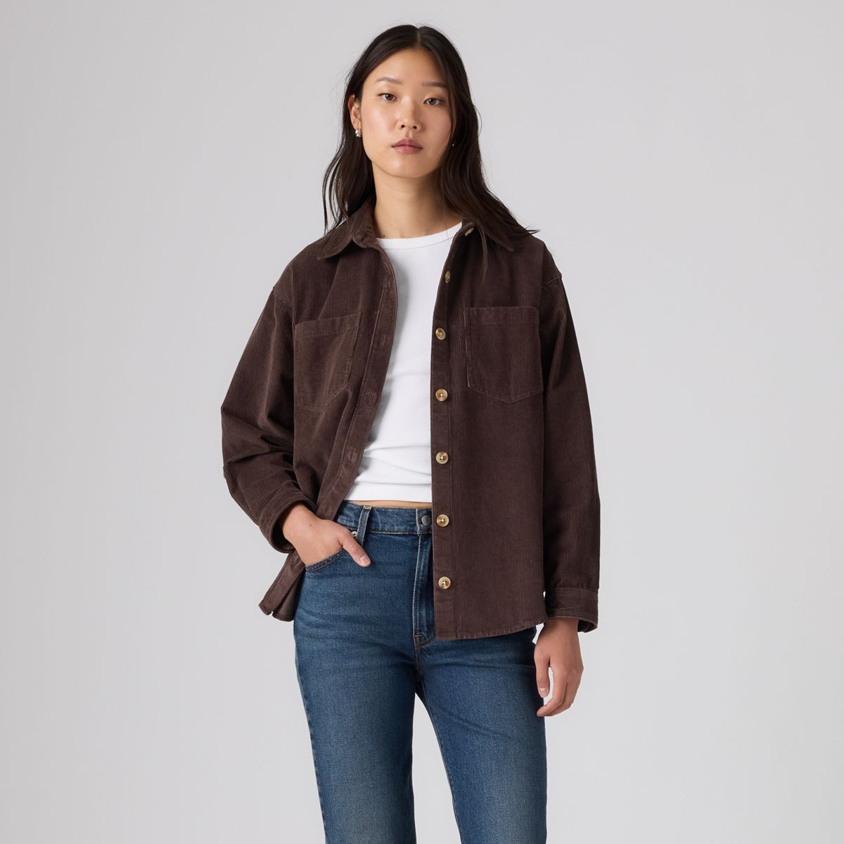 Iris Corduroy Overshirt — Java - Brown