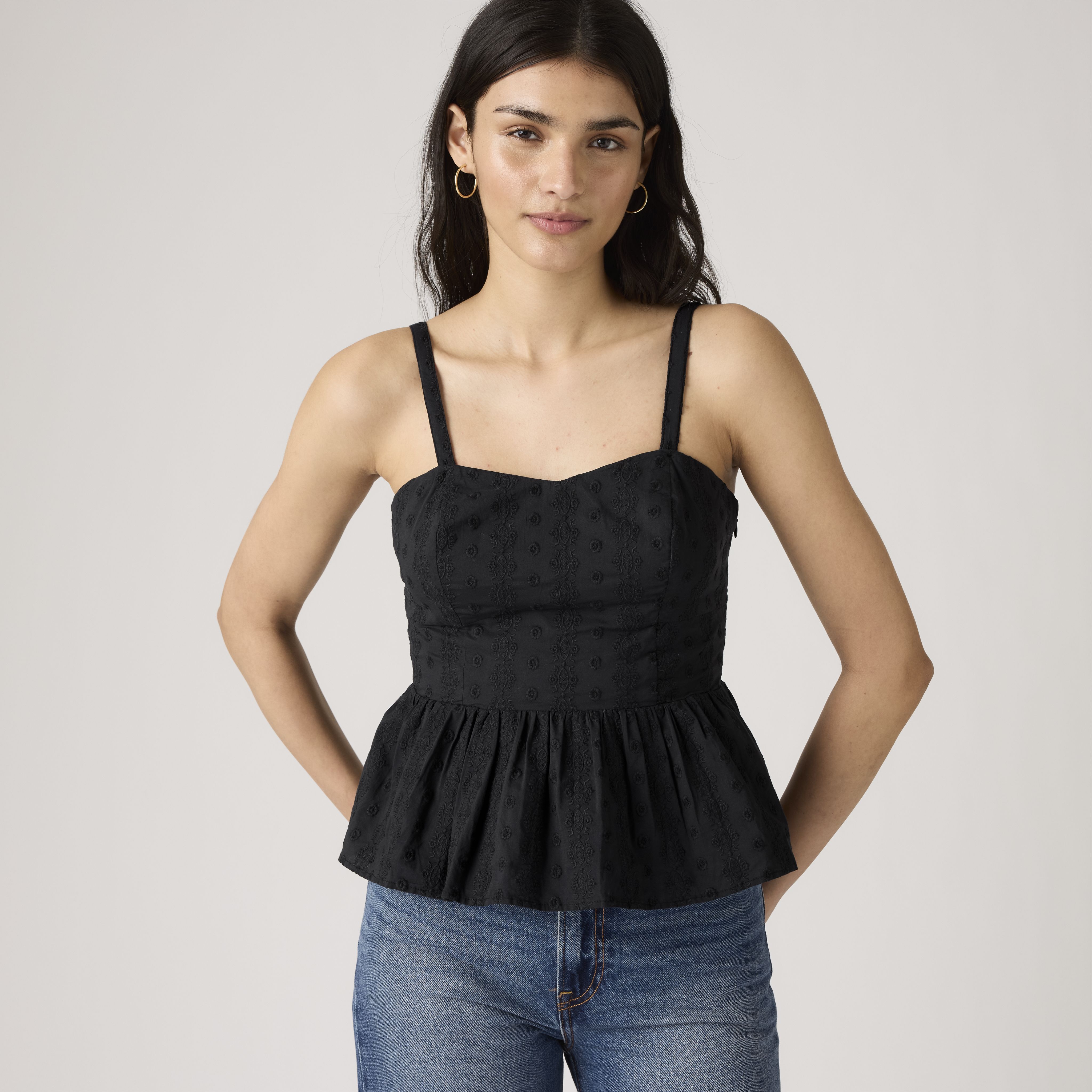 Lula Eyelet Peplum Tank Top 1