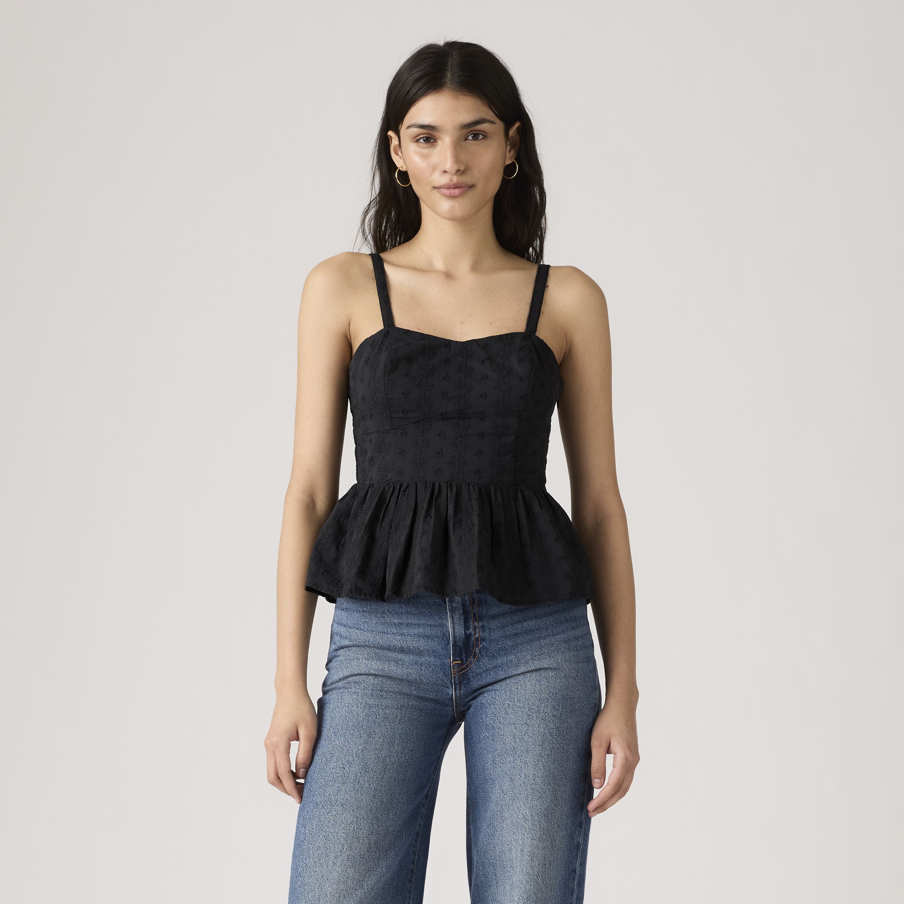 Lula Eyelet Peplum Tank Top 2