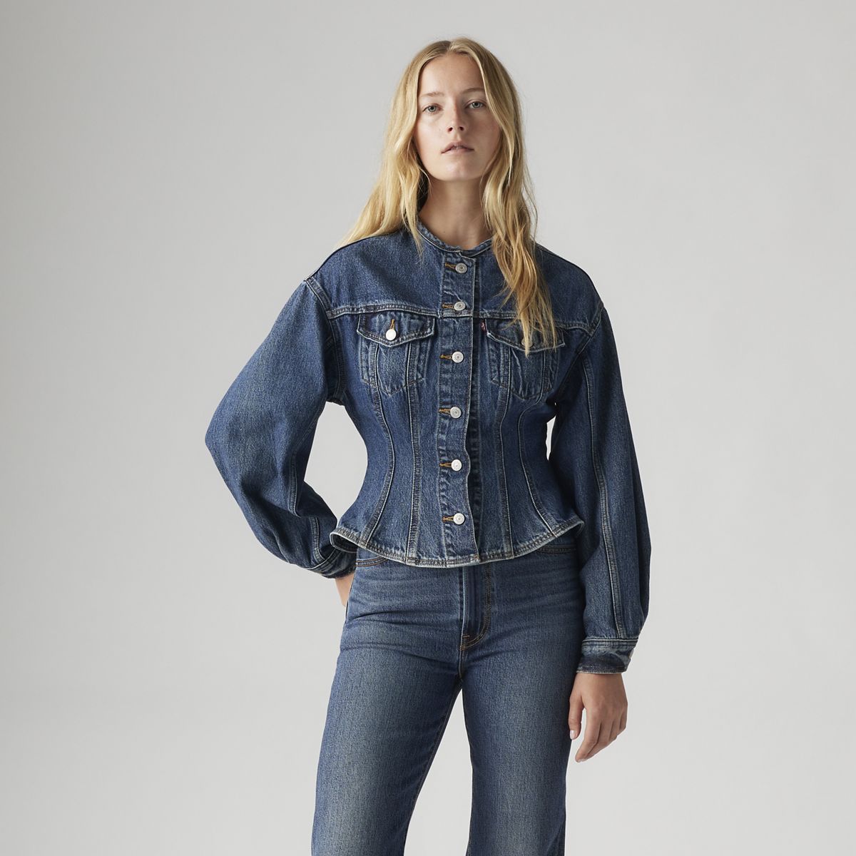 Sculpted Trucker Jacket — Wonderlust No Tack - Blue
