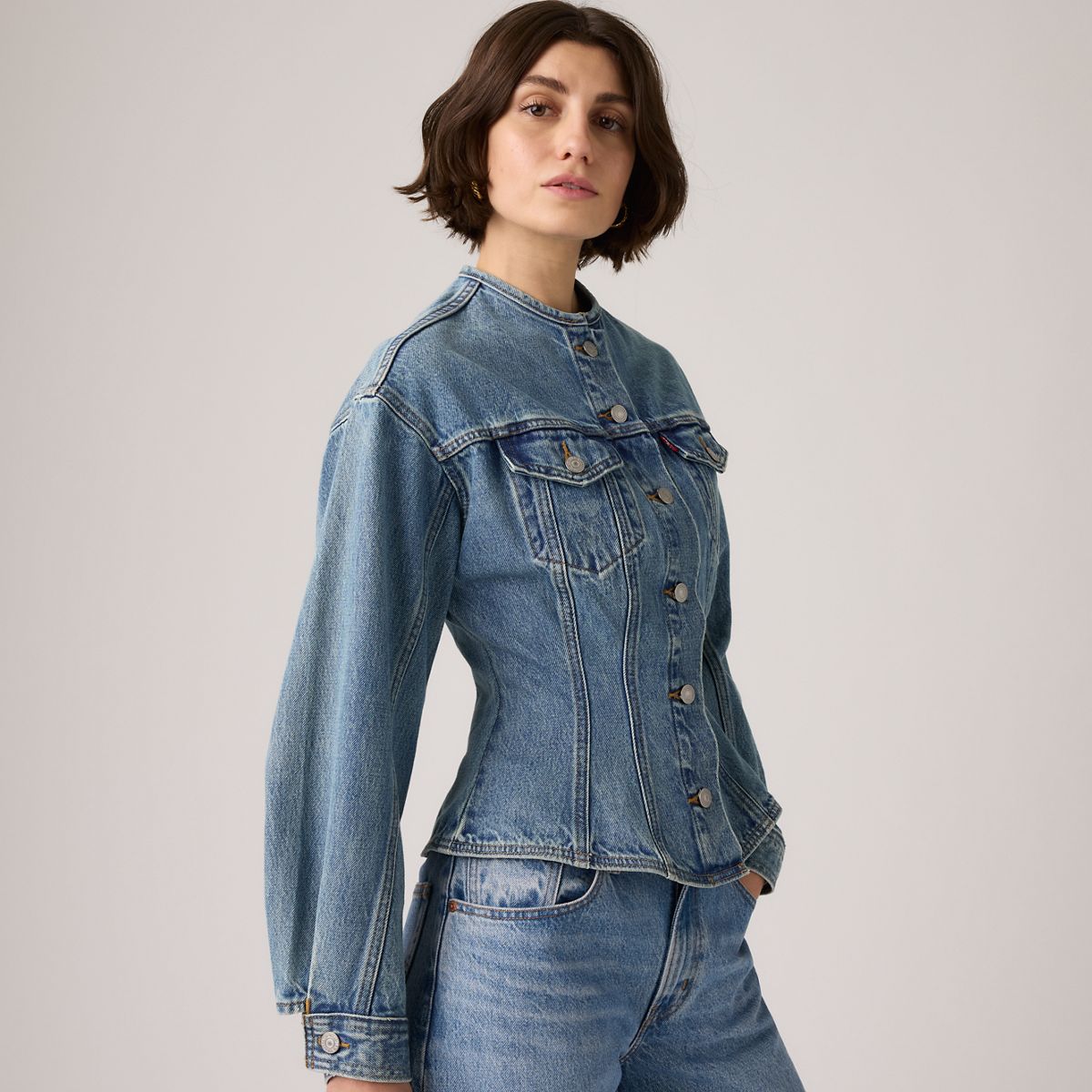 Sculpted Trucker Jacket — Dolly Day - Blue