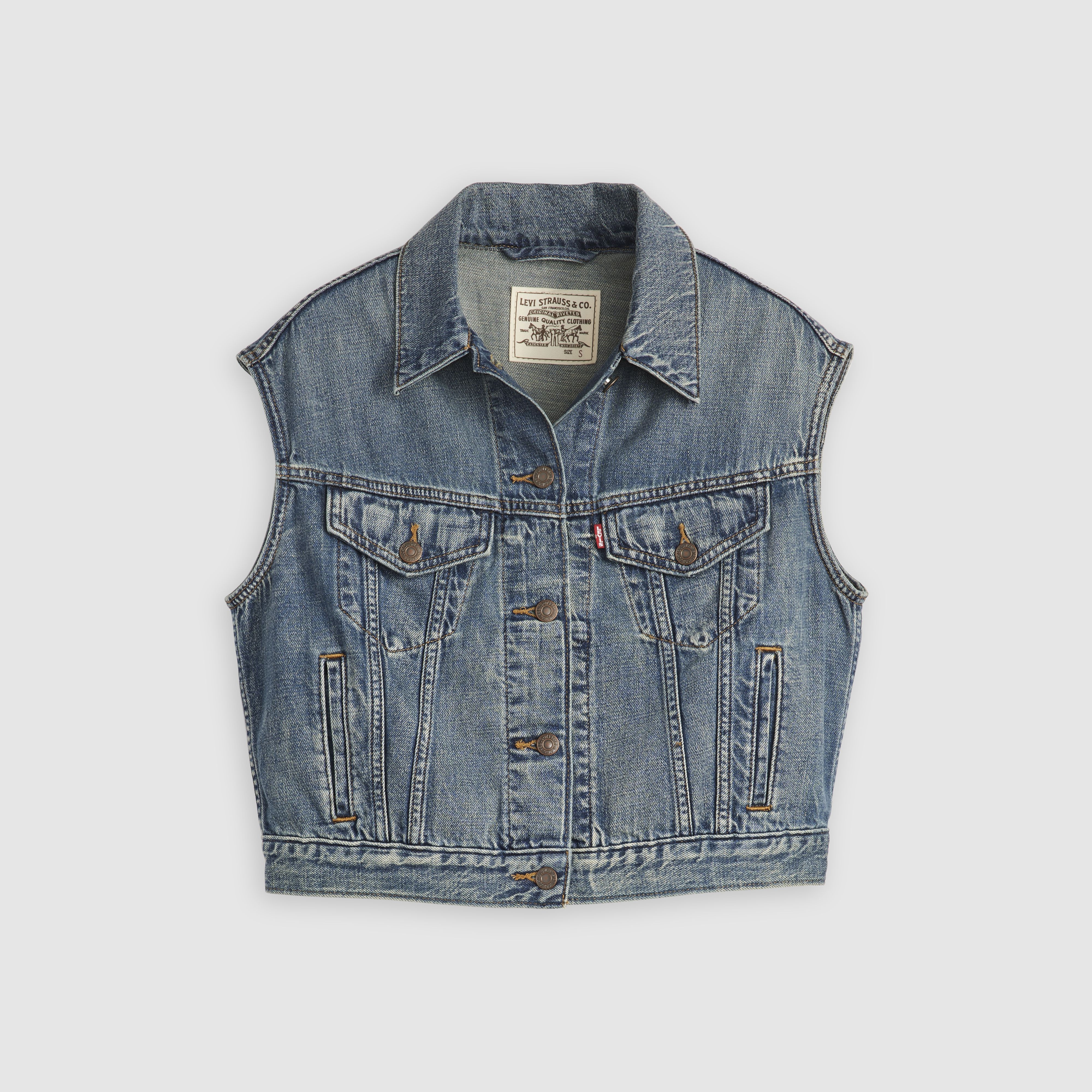 Shrunken '90s Linen+ Denim Lightweight Vest 5