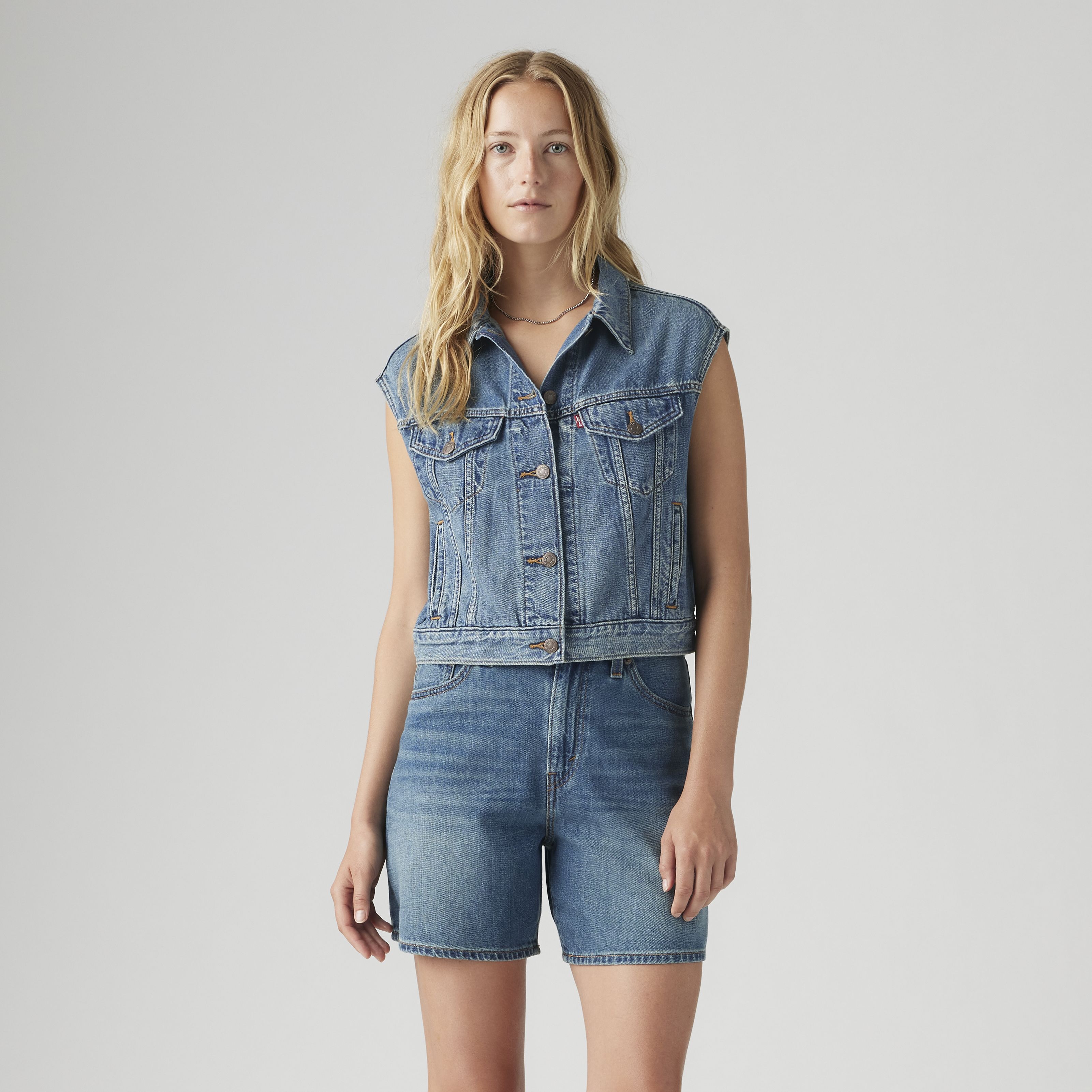 Shrunken '90s Linen+ Denim Lightweight Vest 2