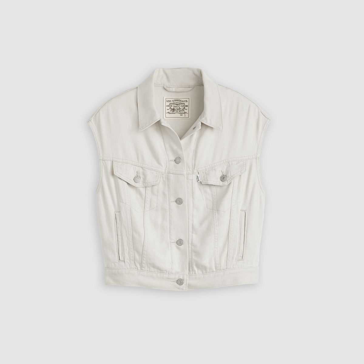Shrunken '90s Linen Vest — Crystal Grey - White
