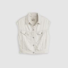 Shrunken '90s Linen Vest — Crystal Grey - White 5