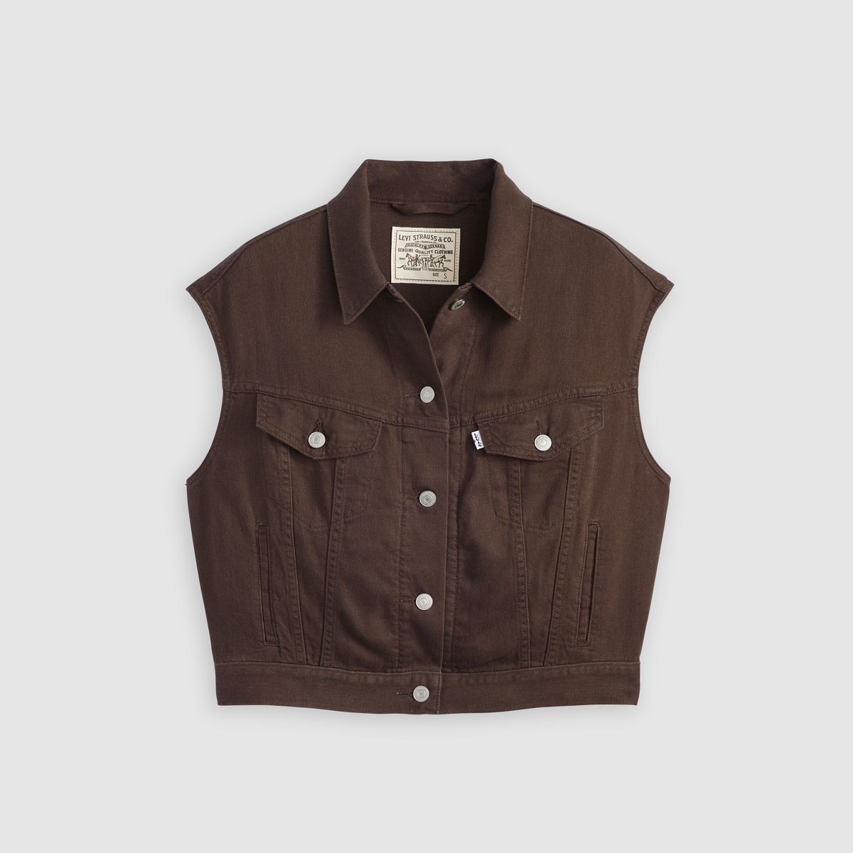 Shrunken '90s Linen Vest — Hot Fudge - Brown