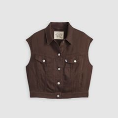 Shrunken '90s Linen Vest — Hot Fudge - Brown 4