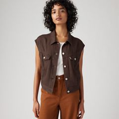 Shrunken '90s Linen Vest — Hot Fudge - Brown 1