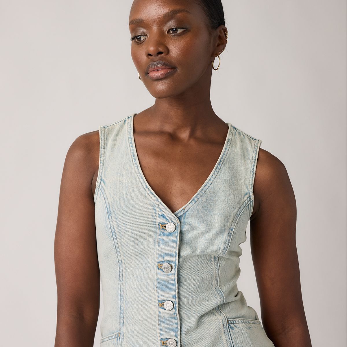 Vianna Vest Mini Dress — A Little Hazy Dress - Light Wash