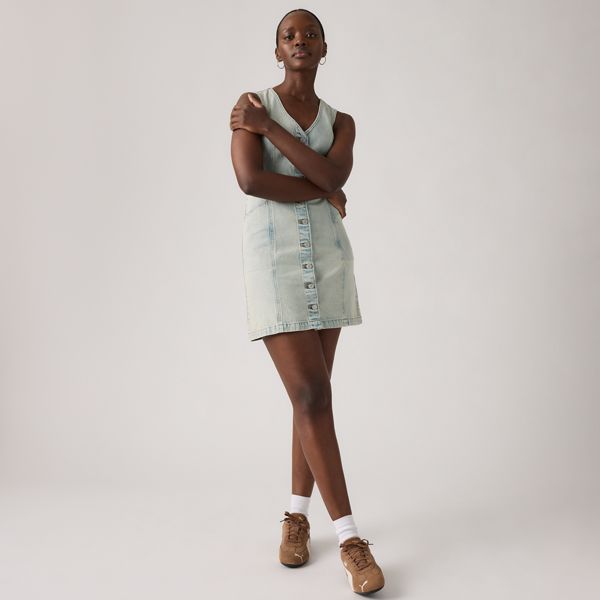 Vianna Vest Mini Dress — A Little Hazy Dress - Light Wash