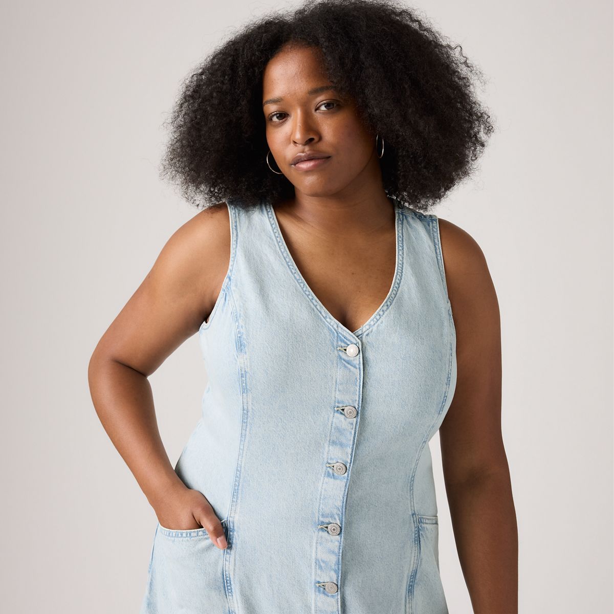 Vianna Vest Dress (Plus Size) — Never Going To Change - Light Wash