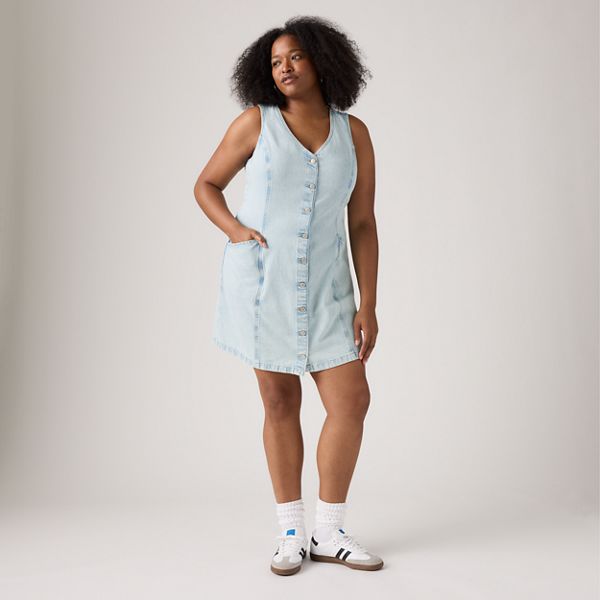Vianna Vest Dress (Plus Size) — Never Going To Change - Light Wash