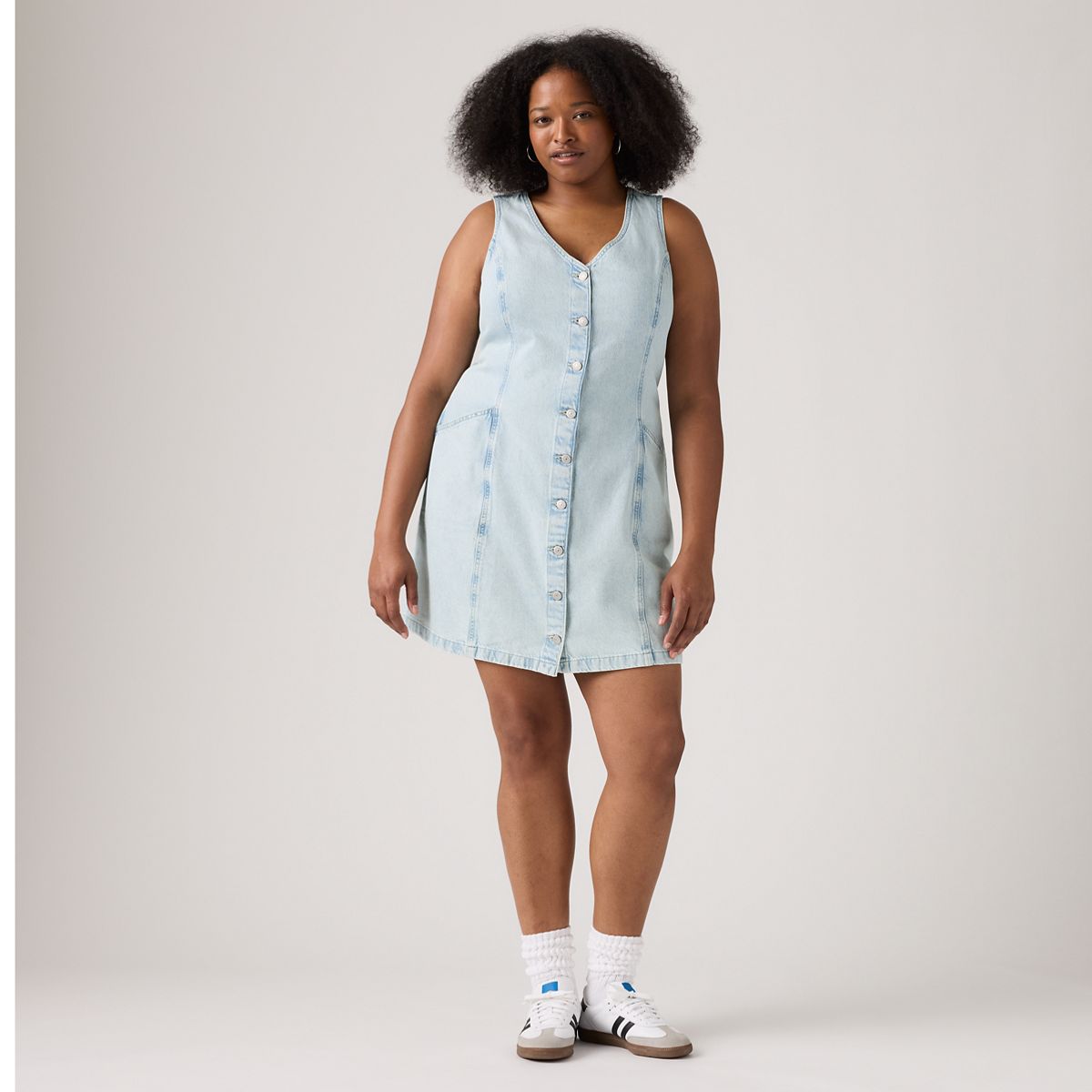 Vianna Vest Dress (Plus Size) — Never Going To Change - Light Wash