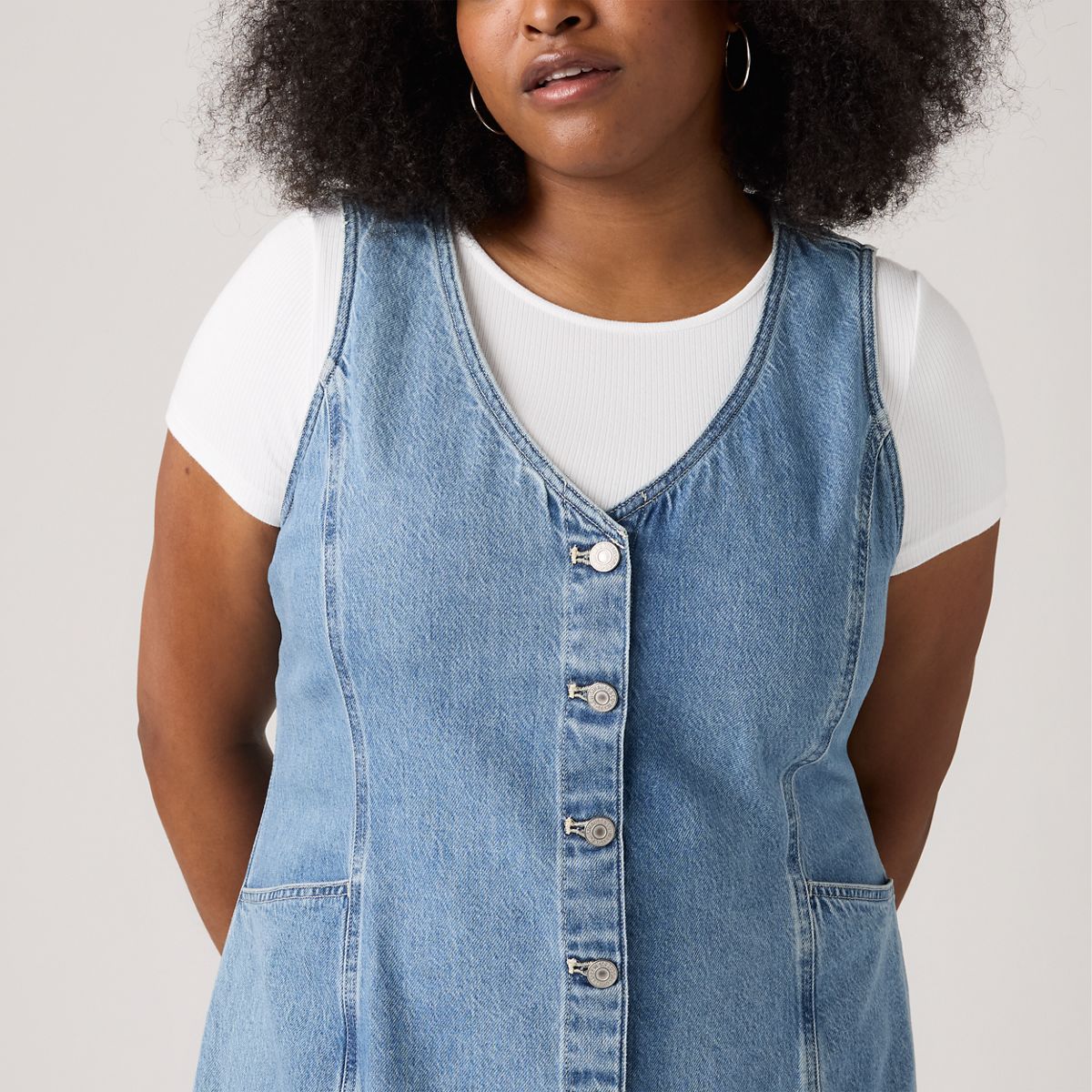 Vianna Vest Mini Dress (Plus Size) — Special Showing - Medium Wash