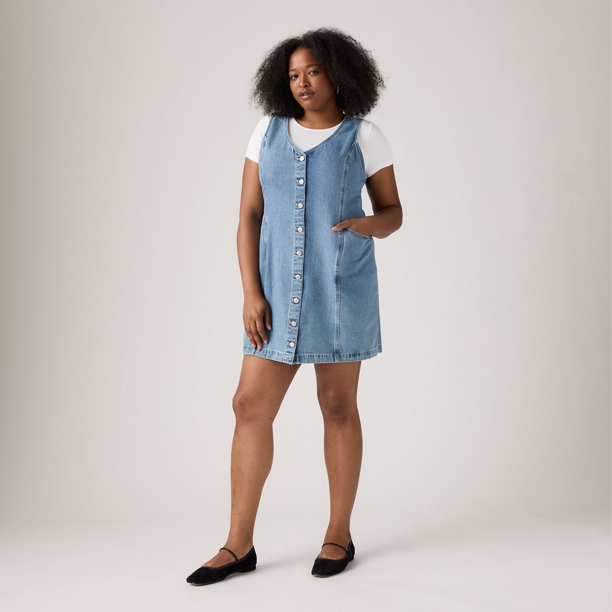 Vianna Vest Mini Dress (Plus Size) — Special Showing - Medium Wash