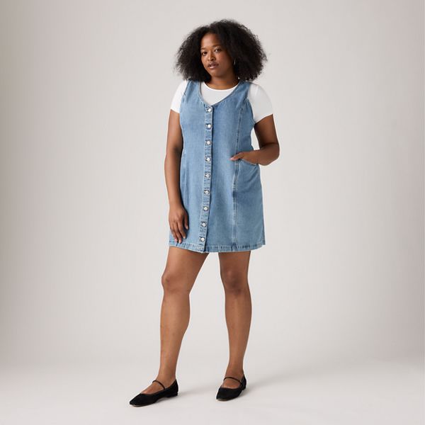 Vianna Vest Mini Dress (Plus Size) — Special Showing - Medium Wash