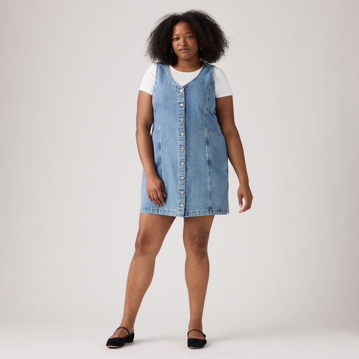 Vianna Vest Mini Dress (Plus Size) — Special Showing - Medium Wash