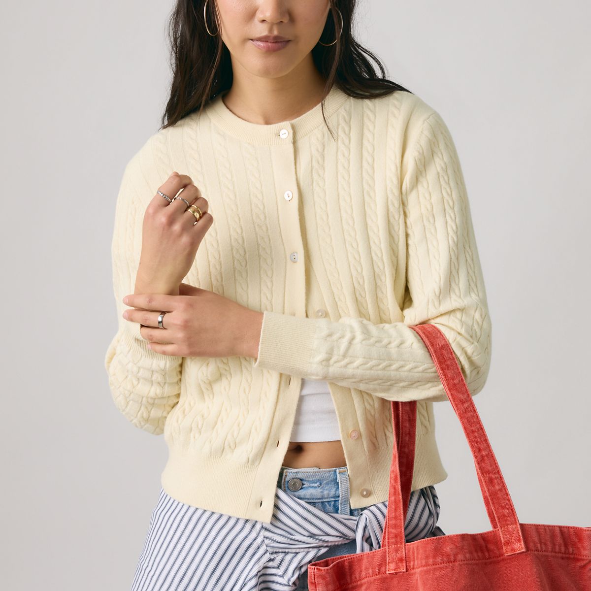 Supersoft Crewneck Cardigan — Rutabaga - Yellow