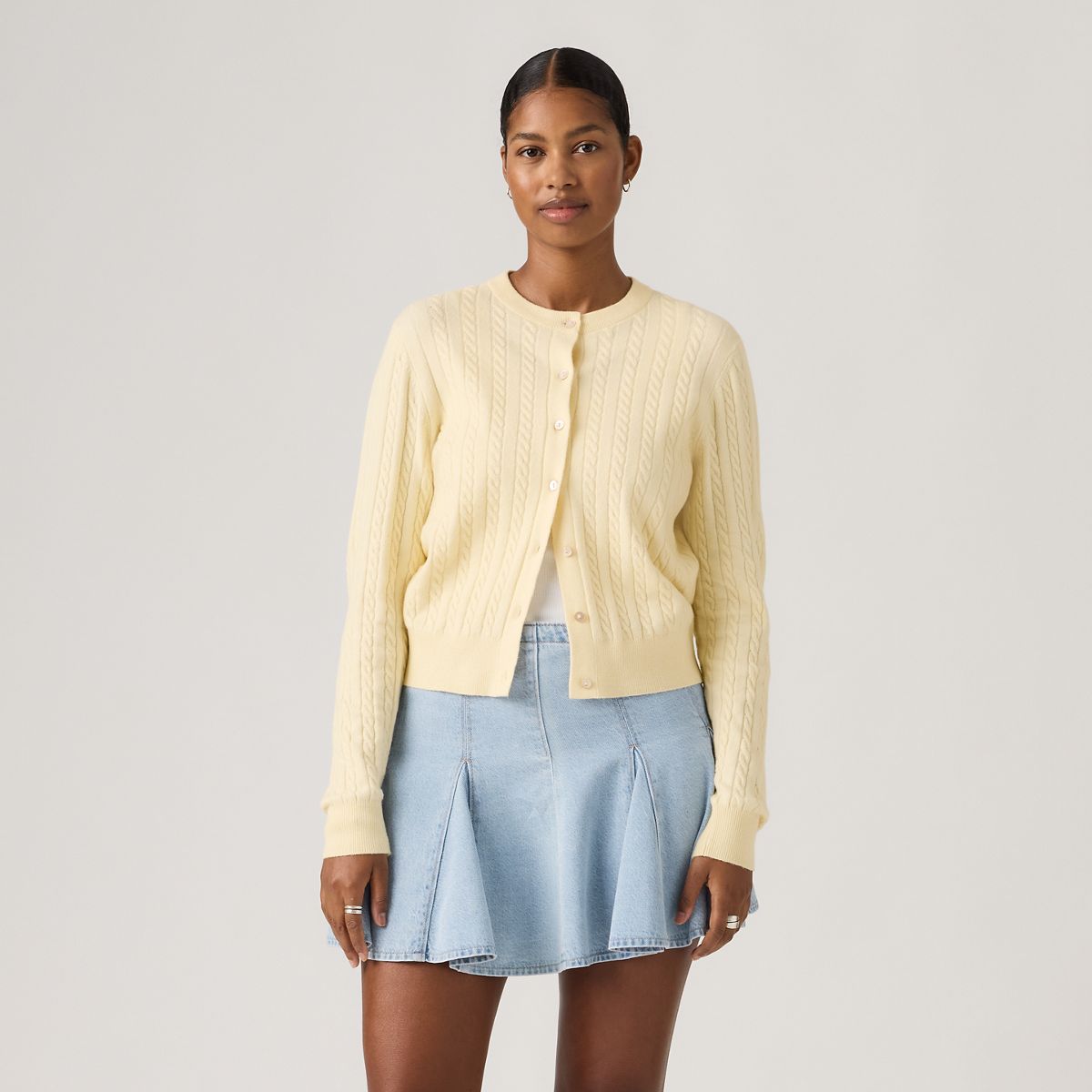 Supersoft Crewneck Cardigan — Rutabaga - Yellow