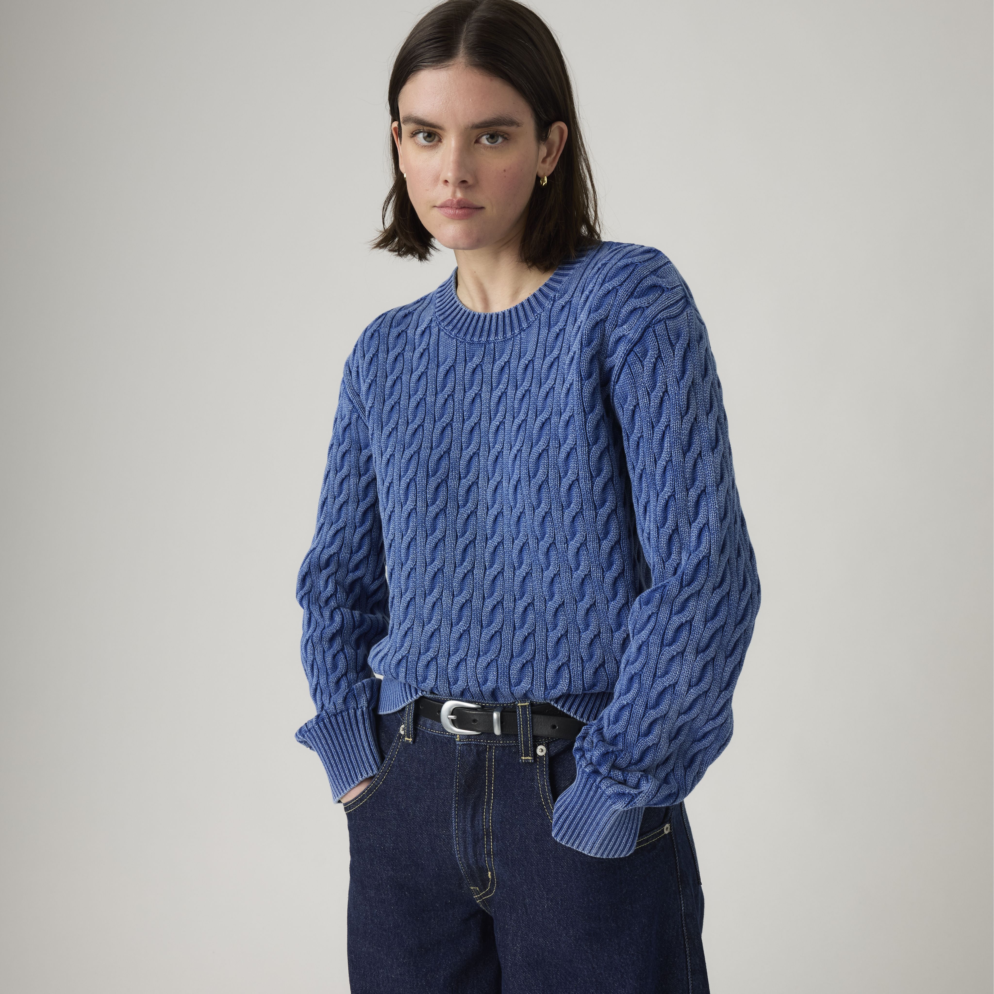 Boyfriend Cable Crewneck Pullover 1