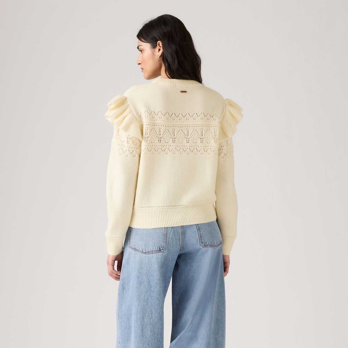 Shane Flutter Sleeve Sweater — Tofu - White