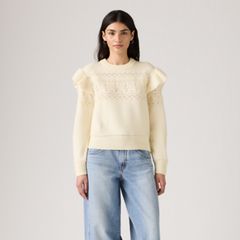 Shane Flutter Sleeve Sweater — Tofu - White 2
