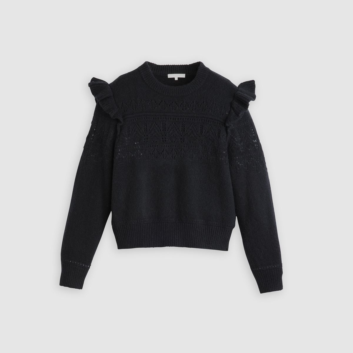 Shane Flutter Sleeve Sweater — Anthracite Night - Black