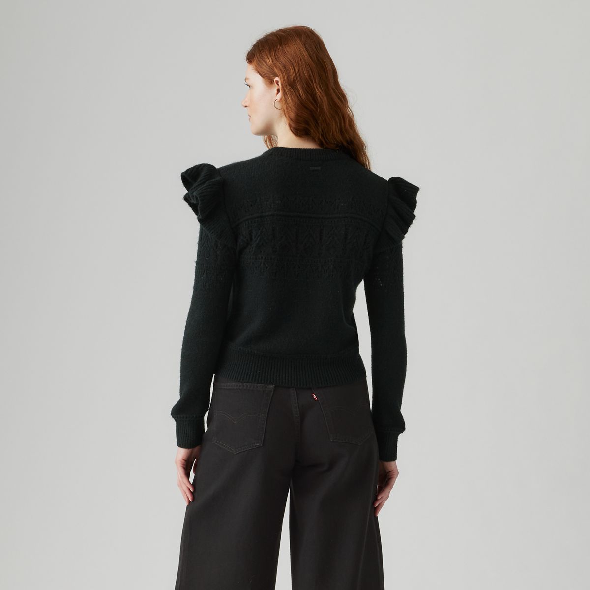 Shane Flutter Sleeve Sweater — Anthracite Night - Black