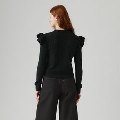 Shane Flutter Sleeve Sweater — Anthracite Night - Black 3