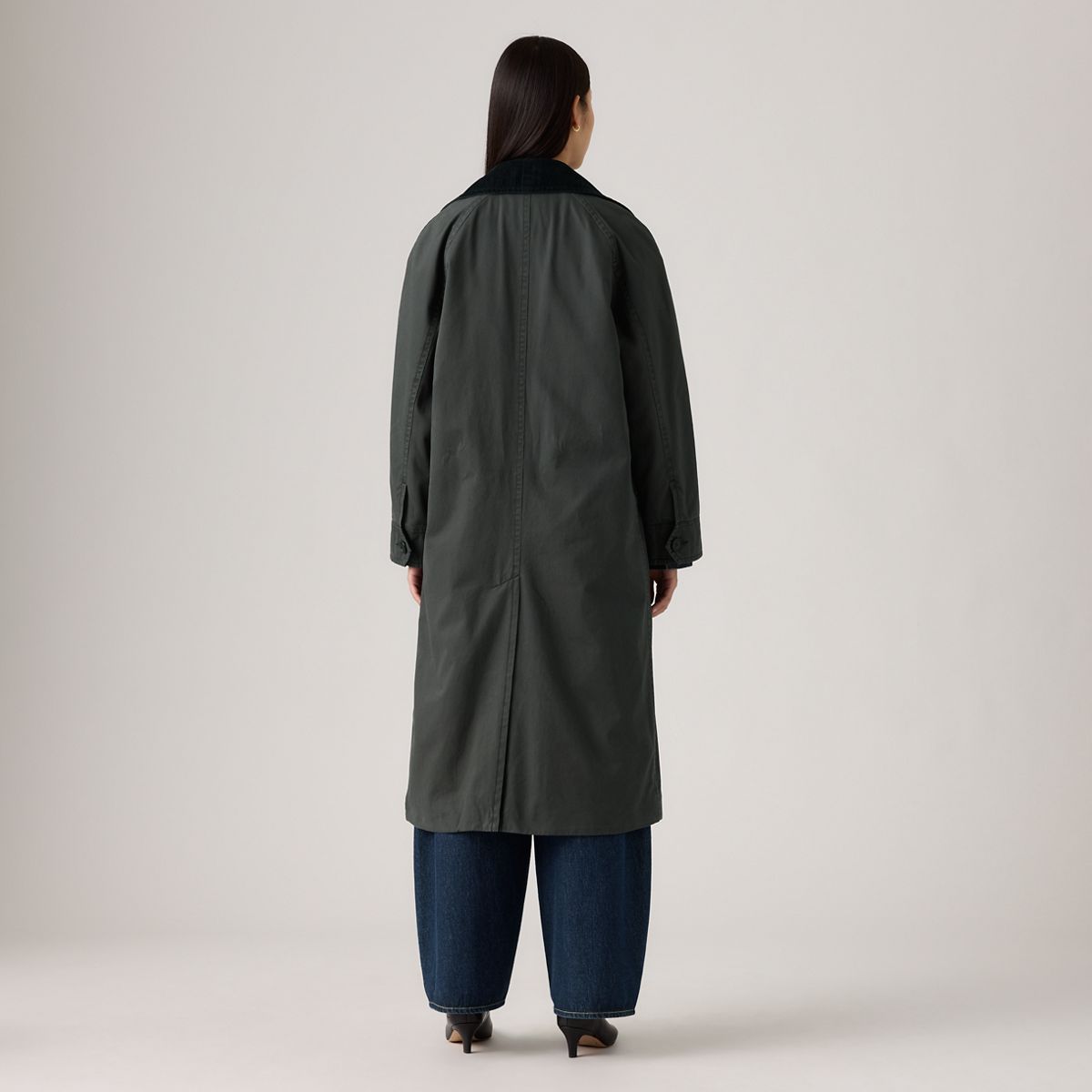 Bree Barn Trench Coat — Black Plume - Grey