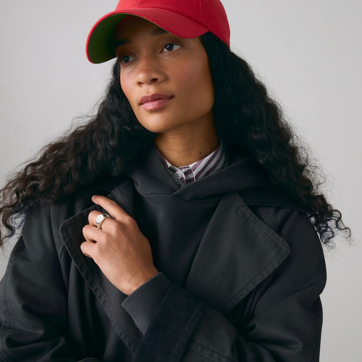 Bree Barn Trench Coat — Black Plume - Grey