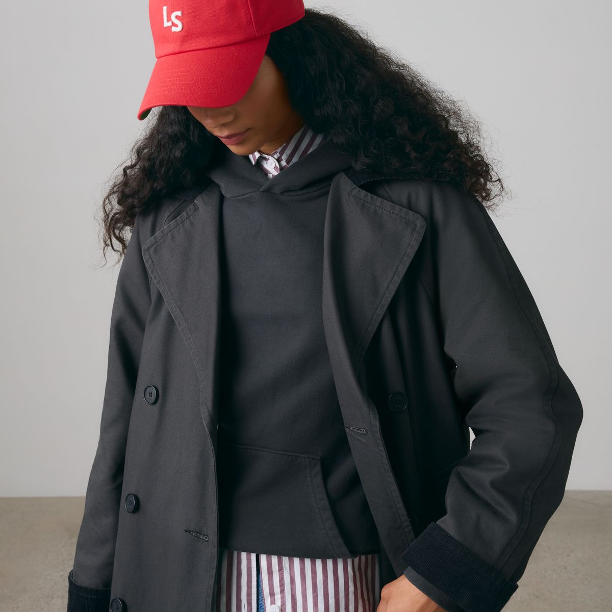 Bree Barn Trench Coat — Black Plume - Grey