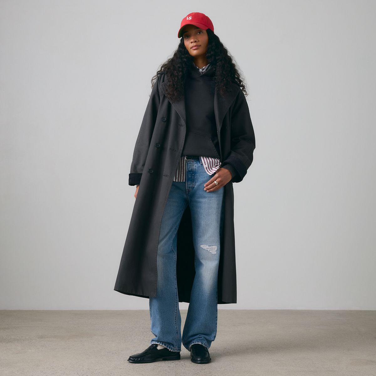 Bree Barn Trench Coat — Black Plume - Grey