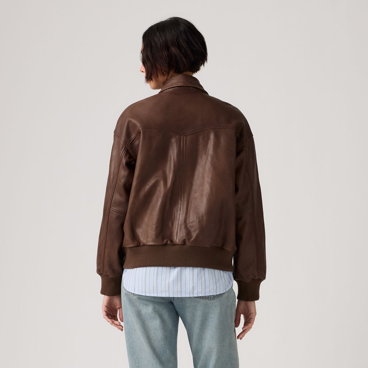 Genuine Leather Kennedy Dad Jacket — Vintage Brown - Brown