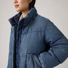 Western Bubble Shortie Puffer Jacket — City Worn - Dark Wash 2