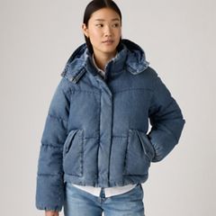 Western Bubble Shortie Puffer Jacket — City Worn - Dark Wash 1