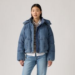 Western Bubble Shortie Puffer Jacket — City Worn - Dark Wash 3