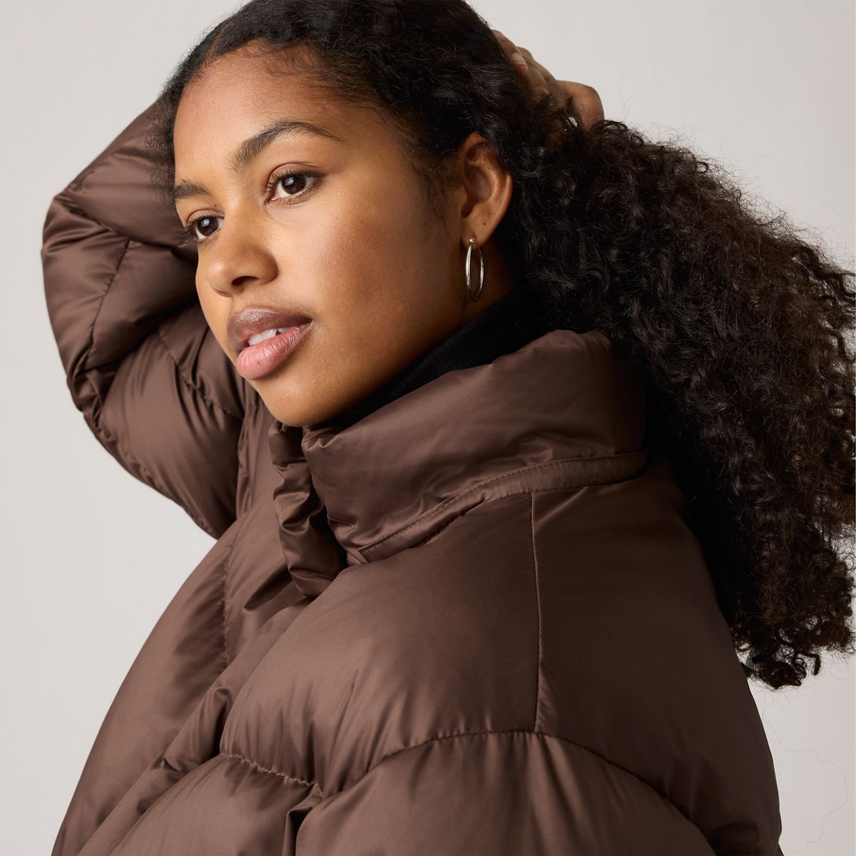 Western Bubble Shortie Puffer Jacket — Bracken - Brown