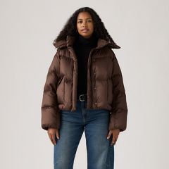 Western Bubble Shortie Puffer Jacket — Bracken - Brown 3